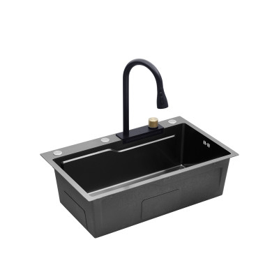 Кухонна мийка Kroner KRP Schwarze - SET7546HM PVD (3.0/0.7 мм) Кухонна мийка Kroner KRP Schwarze - SET7546HM PVD (3.0/0.7 мм)