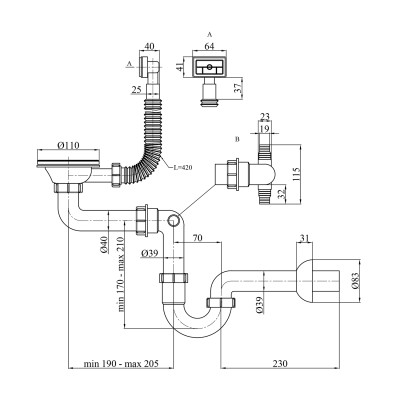 Сифон для кухонної мийки Kroner KRP Siphon - 010 3 1/2