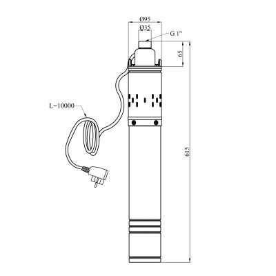 Насос глибинний шнековий Agua 4S QGD2,4-130-0,75 Hmax 130 м Qmax 40 л/хв P 750 Вт з вбудованим конденсатором