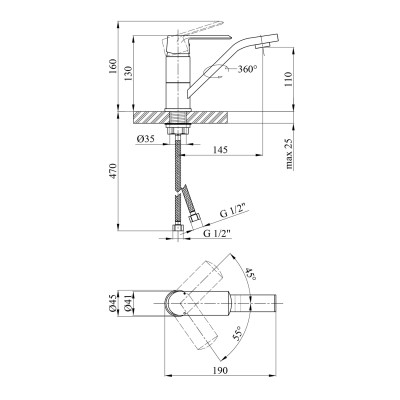 Змішувач для раковини Kroner KRP Armada - C011 Змішувач для раковини Kroner KRP Armada - C011