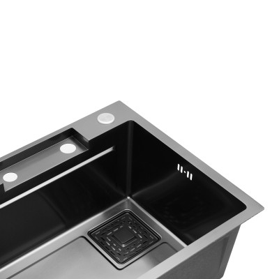 Кухонна мийка Kroner KRP Schwarze - SET7546HM PVD (3.0/0.7 мм) Кухонна мийка Kroner KRP Schwarze - SET7546HM PVD (3.0/0.7 мм)