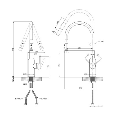 Змішувач для кухні Kroner KRP Ersel - GRP03112BLK