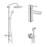 Набор 3 в 1 душова система Kroner Edelstahl Klassisch-ESG063 + змішувач Edelstahl Klassisch-ESG010 + змішувач Edelstahl Klassisch -ESG053