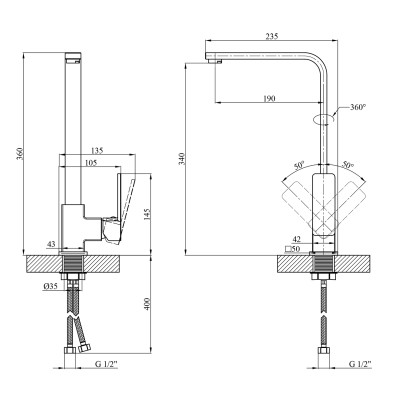 Смеситель для кухни Kroner KRP Harz - C030 Смеситель для кухни Kroner KRP Harz - C030