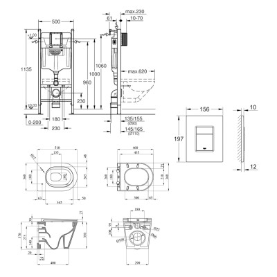 Комплект 4 в 1: Інсталяція Grohe Solido 2 в 1 38971000 + Панель змиву для унітаза Even Black 38966KV0 + Унітаз підвісний безобідковий Kroner Armada WHI513636 TORNADO (38971966KV0KA51T) Комплект 4 в 1: Інсталяція Grohe Solido 2 в 1 38971000 + Панель змиву для унітаза Even Black 38966KV0 + Унітаз підвісний безобідковий Kroner Armada WHI513636 TORNADO (38971966KV0KA51T)