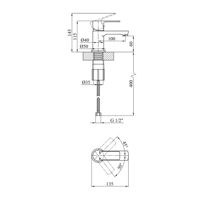 Змішувач для раковини Kroner KRP Bremen - C010 Змішувач для раковини Kroner KRP Bremen - C010