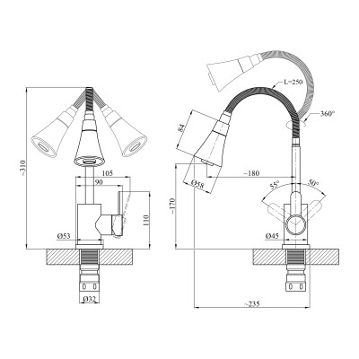Змішувач для кухні Agua Elposo-INOX031