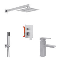 Набор 2 в 1 душова система Kroner Edelstahl Kubus-ESG082 + змішувач Edelstahl Kubus-ESG010 Набор 2 в 1 душова система Kroner Edelstahl Kubus-ESG082 + змішувач Edelstahl Kubus-ESG010