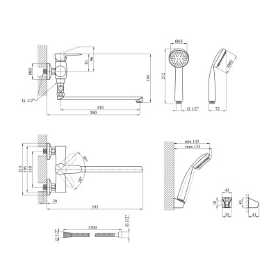 Змішувач для ванни Kroner KRM Elbe - C072 Змішувач для ванни Kroner KRM Elbe - C072