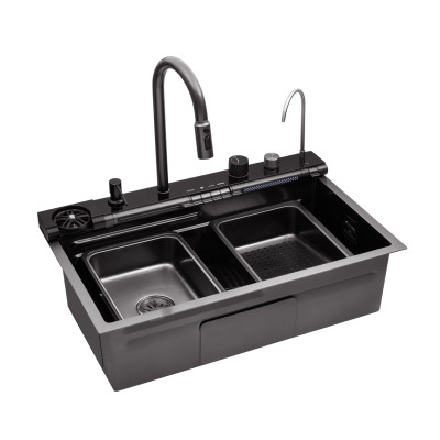 Кухонна мийка Kroner KRP Schwarze - SET7545F3HM PVD (3.0/0.8 мм) Кухонна мийка Kroner KRP Schwarze - SET7545F3HM PVD (3.0/0.8 мм)