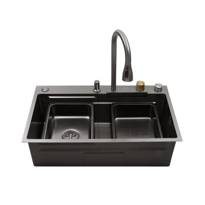 Кухонна мийка Kroner KRP Schwarze - SET7545HM PVD (3.0/0.8 мм) Кухонна мийка Kroner KRP Schwarze - SET7545HM PVD (3.0/0.8 мм)