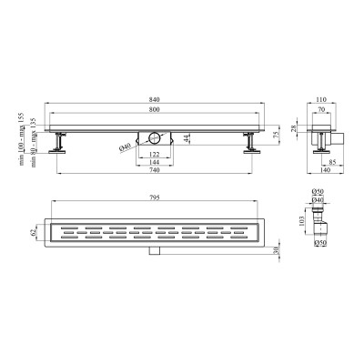 Трап лінійний Kroner KRP Eifel L80 Linien Трап лінійний Kroner KRP Eifel L80 Linien