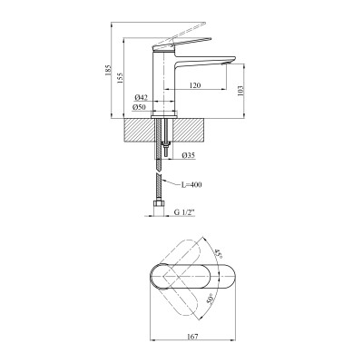 Змішувач для раковини Kroner Element 211110-5301