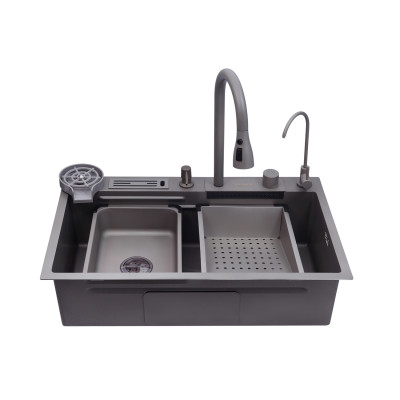 Кухонна мийка Kroner KRP Schwarze - SET7545NG PVD (3.0/0.8 мм) Кухонна мийка Kroner KRP Schwarze - SET7545NG PVD (3.0/0.8 мм)