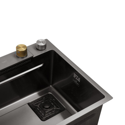 Кухонна мийка Kroner KRP Schwarze - SET7545HM PVD (3.0/0.8 мм) Кухонна мийка Kroner KRP Schwarze - SET7545HM PVD (3.0/0.8 мм)