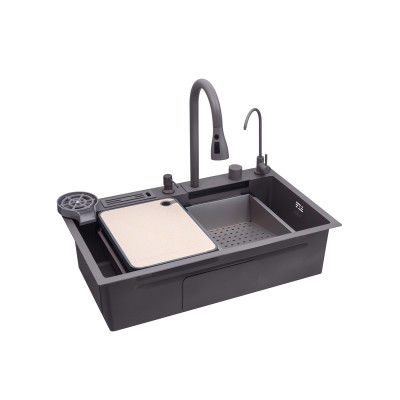 Кухонна мийка Kroner KRP Schwarze - SET7545NG PVD (3.0/0.8 мм) Кухонна мийка Kroner KRP Schwarze - SET7545NG PVD (3.0/0.8 мм)