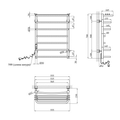Сушарка для рушників електрична Kroner KRP Stern EL700x500-7