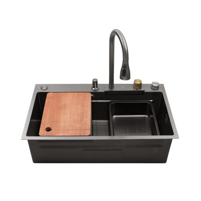 Кухонна мийка Kroner KRP Schwarze - SET7545HM PVD (3.0/0.8 мм) Кухонна мийка Kroner KRP Schwarze - SET7545HM PVD (3.0/0.8 мм)