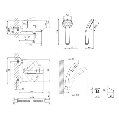 Змішувач для ванни Kroner KRM Fulda - W060 Змішувач для ванни Kroner KRM Fulda - W060