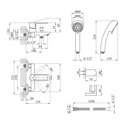 Змішувач для ванни Kroner KRP Bremen - C060 Змішувач для ванни Kroner KRP Bremen - C060