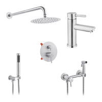 Набор 3 в 1 душова система Kroner Edelstahl Klassisch-ESG082 + змішувач Edelstahl Klassisch-ESG010 + змішувач Edelstahl Klassisch -ESG052