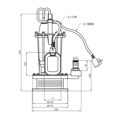 Насос дренажний Agua QDX 7-32-0.75 Нmax 32 м Qmax 7 куб.м P 750 Вт корпус алюміній