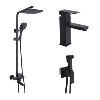 Набор 3 в 1 душова система Kroner Edelstahl Kubus-SCH063 + змішувач Edelstahl Kubus-SCH010 + змішувач Edelstahl Kubus-SCH053