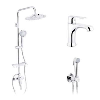 Набор 3 в 1 душова система Kroner Armada-C064K + змішувач Armada-C010 + змішувач Bidet-C082 Набор 3 в 1 душова система Kroner Armada-C064K + змішувач Armada-C010 + змішувач Bidet-C082