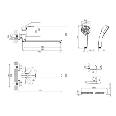 Змішувач для ванни Kroner KRP Hagen - C071