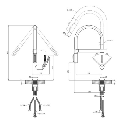 Змішувач для кухні Kroner KRP Axis Line - C039569 Змішувач для кухні Kroner KRP Axis Line - C039569