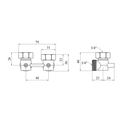 Вузол для нижнього підключення радіатора STA 3/4 Вузол для нижнього підключення радіатора STA 3/4