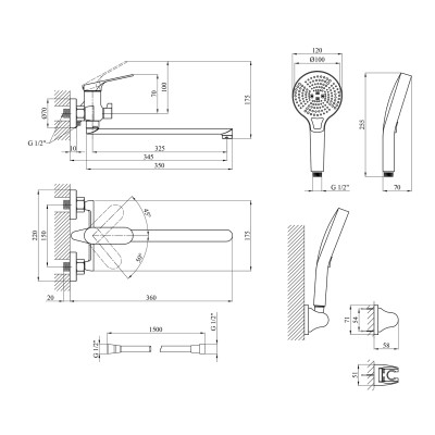 Змішувач для ванни Kroner KRM Linz - GRN070