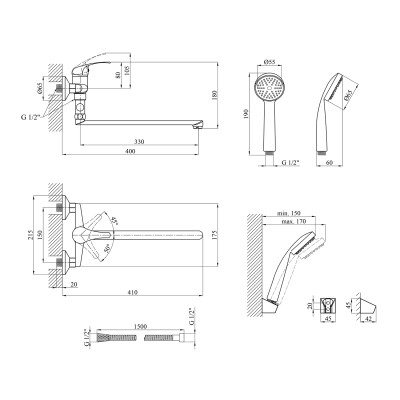 Змішувач для ванни Agua Leon - C070
