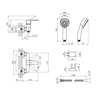 Змішувач для душу Kroner KRP Hagen - C050 Змішувач для душу Kroner KRP Hagen - C050