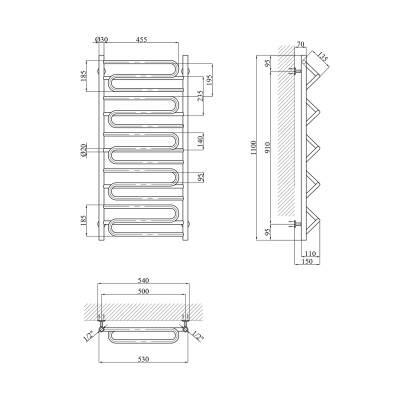 Сушарка для рушників водяна Kroner Ілюзія ДІ07 1100х530 Сушарка для рушників водяна Kroner Ілюзія ДІ07 1100х530