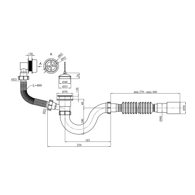 Сифон для ванни Kroner KRP - BS01 1 1/2