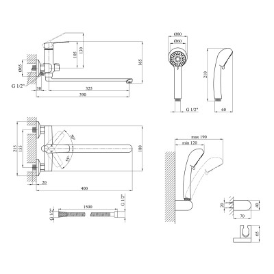 Змішувач для ванни Kroner KRP Brocken - C070