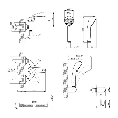 Змішувач для душу Kroner KRP Konstante - C050 Змішувач для душу Kroner KRP Konstante - C050