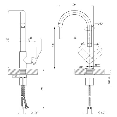 Змішувач для кухні Kroner KRM Main - C030 Змішувач для кухні Kroner KRM Main - C030