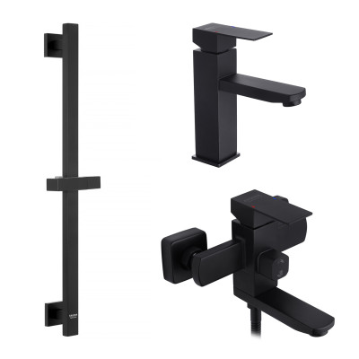 Набор змішувачів Kroner Edelstahl Kubus - SCH060 + змішувач Edelstahl Kubus - SCH010 + штанга для душу Edelstahl Kubus - SCH230 Набор змішувачів Kroner Edelstahl Kubus - SCH060 + змішувач Edelstahl Kubus - SCH010 + штанга для душу Edelstahl Kubus - SCH230