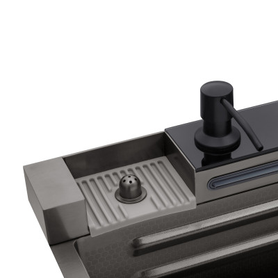 Кухонна мийка Kroner KRP Schwarze - SET7546ARTHM PVD (3.0/0.8 мм) Кухонна мийка Kroner KRP Schwarze - SET7546ARTHM PVD (3.0/0.8 мм)