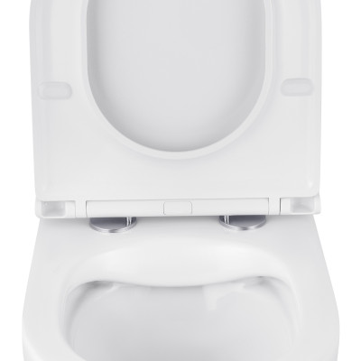 Унітаз підвісний безобідковий Kroner Harz WHI493736 RIMLESS з сидінням Slim Duroplast / Soft-close / Quick relase (KH493736WHIR)