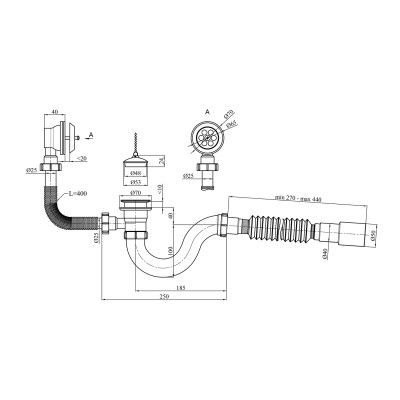 Сифон для ванни Kroner KRP - BS02 1 1/2