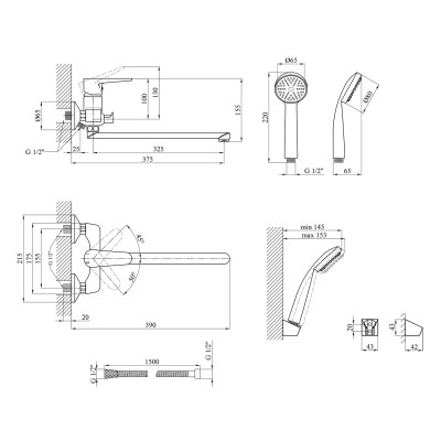 Змішувач для ванни Kroner KRM Elbe - C071 Змішувач для ванни Kroner KRM Elbe - C071