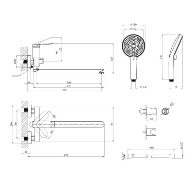 Змішувач для ванни Kroner Element 211414-5301