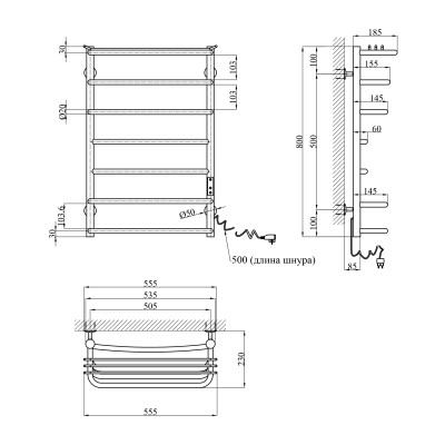 Сушарка для рушників електрична Kroner KRP Stern ER800x500-7