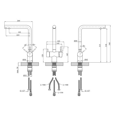 Змішувач для кухні з підключенням до фільтра Kroner KRP Edelstahl Klassisch - ESG03811 Змішувач для кухні з підключенням до фільтра Kroner KRP Edelstahl Klassisch - ESG03811