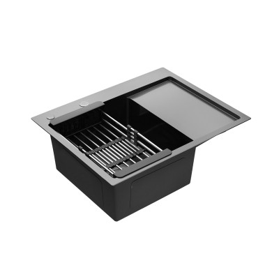 Кухонна мийка Kroner KRP Schwarze - 6350LHM PVD (3.0/1.0 мм) Кухонна мийка Kroner KRP Schwarze - 6350LHM PVD (3.0/1.0 мм)