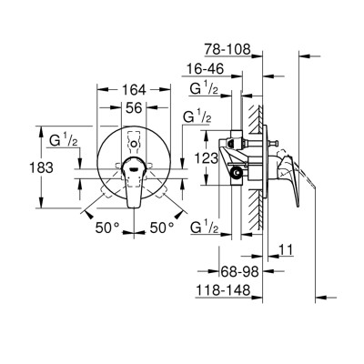 Змішувач прихованого монтажу для ванни Grohe Start Flow 29117000 Змішувач прихованого монтажу для ванни Grohe Start Flow 29117000