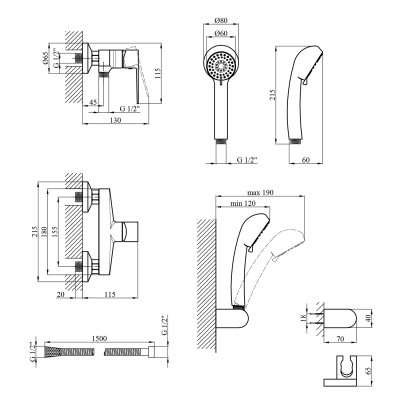 Змішувач для душу Kroner KRP Eifel - C050 Змішувач для душу Kroner KRP Eifel - C050